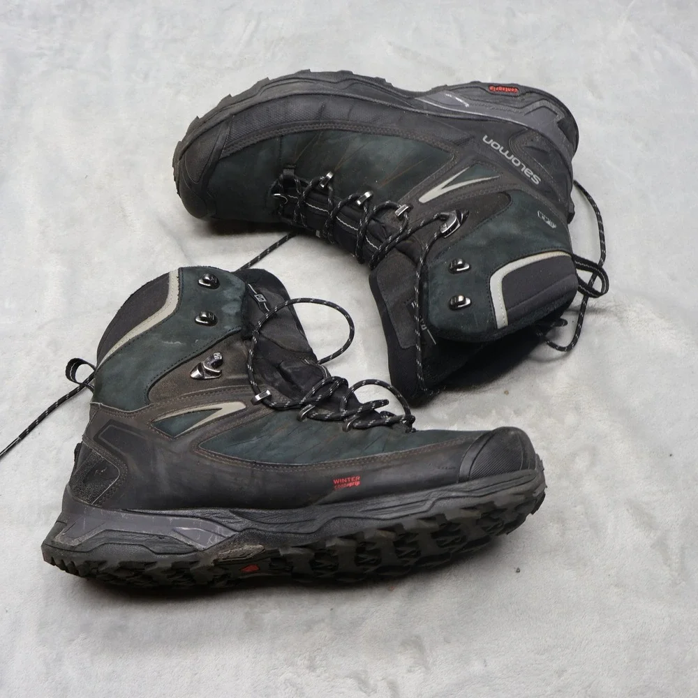 Salomon Mens 10.5 Hiking Boots Black X Ultra Winter CS WP‎ 2 Leather Contagrip
